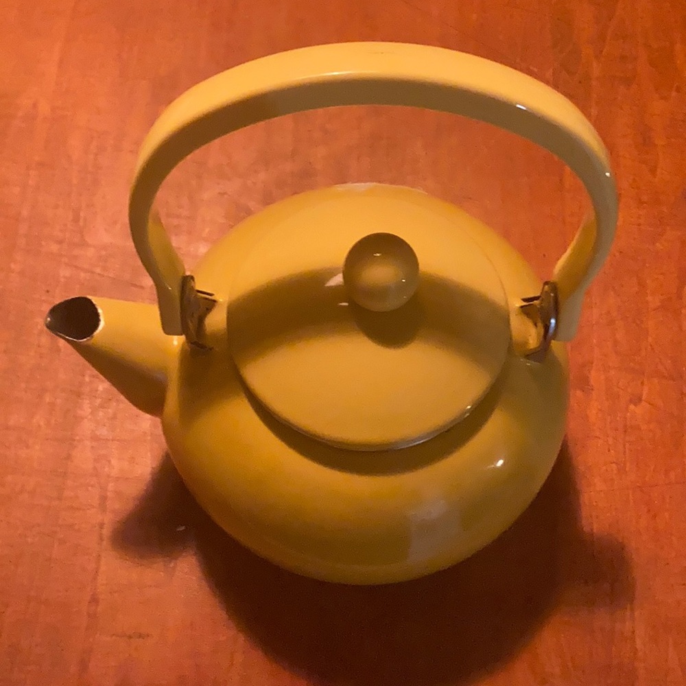 Yellow Petite | Electric Yellow Teapot | Metal w/ BLACK Interior | RARE VINTAGE!